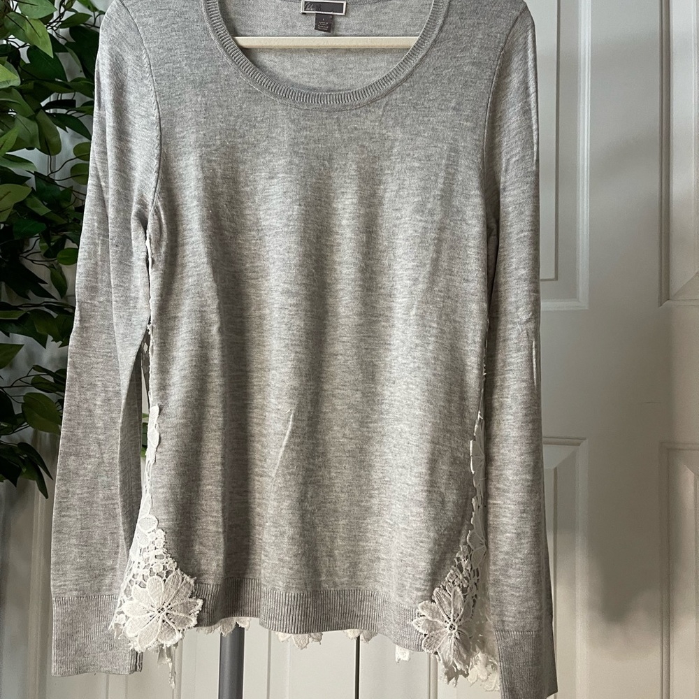 Chelsea28 Grey sweater with lace back